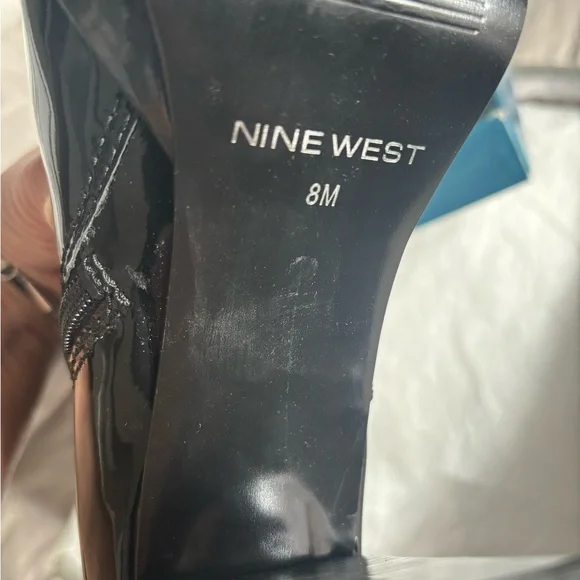 Nine West patent leather boots, 3” heel and inside zipper. NEVER WORN WITH BOX - Picture 3 of 8